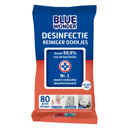 Blue Wonder Desinfectie Reinigingsdoekjes - 80 stuks
