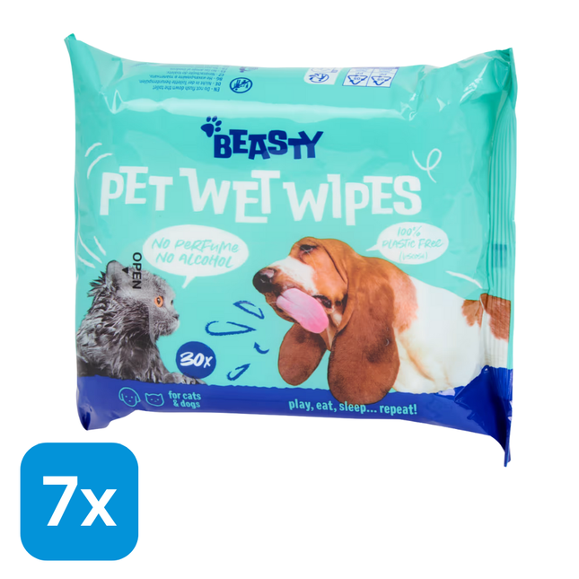 7x Beasty Vochtige Schoonmaakdoekjes voor Huisdieren - 30 stuks