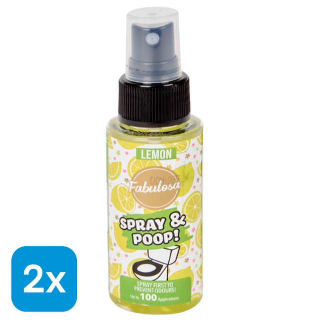 2x Fabulosa Spray & Poop Geurneutralisator Lemon - 60 ml