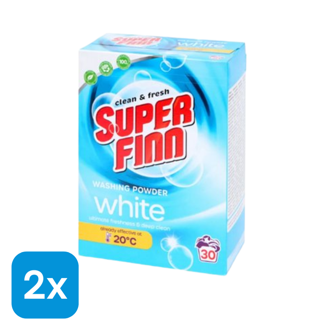 2x Superfinn Waspoeder Witte Was - 30 wasbeurten