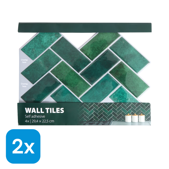 2x Zelfklevende Wandtegels Groen 29,4x22,5 cm - 4 stuks
