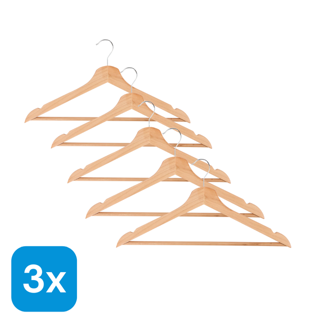3x5 Houten Kledinghangers Bruin - 15 stuks