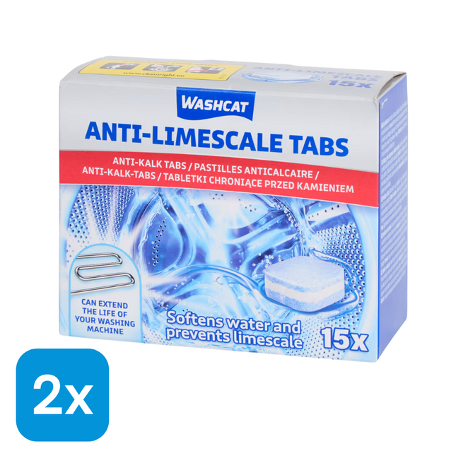 2x Washcat Anti-kalk Wasmachinetabletten - 15 stuks