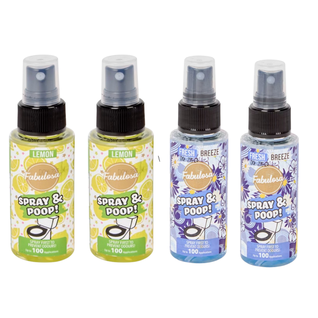 4x Fabulosa Spray & Poop Geurneutralisator Fresh Breeze/Lemon - 60 ml