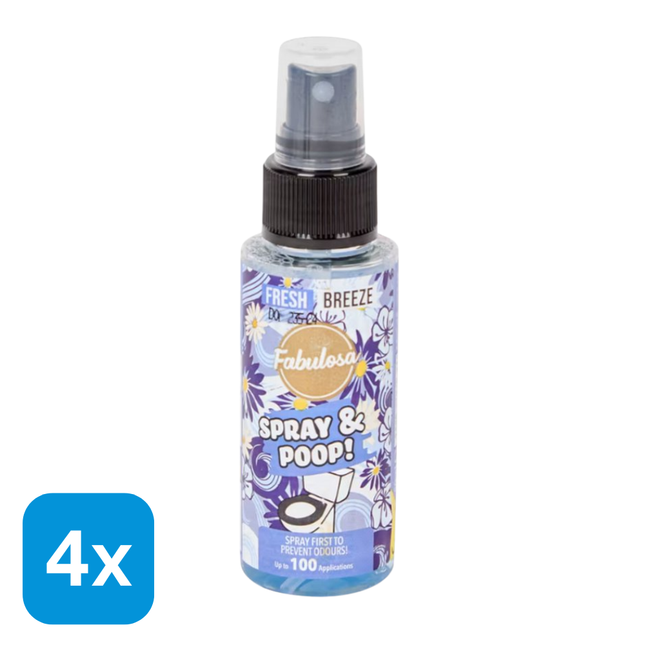 4x Fabulosa Spray & Poop Geurneutralisator Fresh Breeze - 60 ml