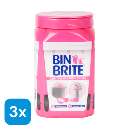 3x Bin Brite Vuilnisbak Luchtverfrisser Berry Blast - 500 gr