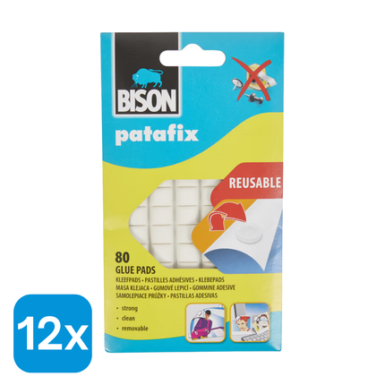 12x Bison Patafix Plakgum - 80 stuks