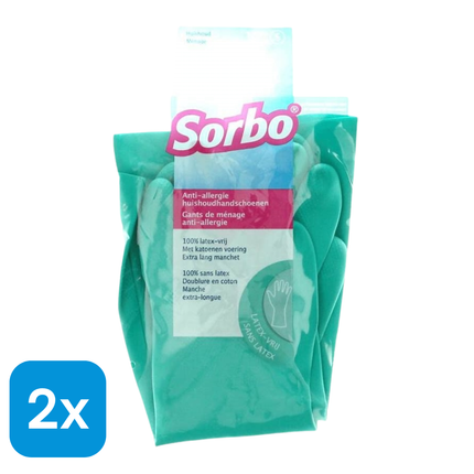 2x Sorbo Huishoudhandschoenen Latex Vrij Maat S - 1 paar
