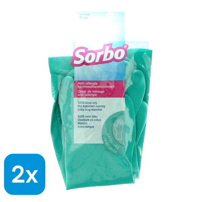 2x Sorbo Huishoudhandschoenen Latex Vrij Maat S - 1 paar