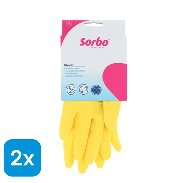 2x Sorbo Huishoudhandschoenen Geel Maat M - 1 paar