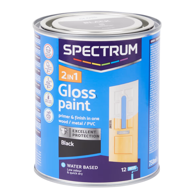 Spectrum Verf Hoogglans Zwart - 750 ml