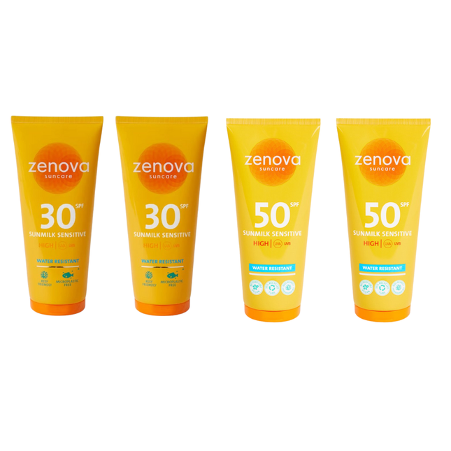 2x Zenova Zonnebrand SPF 30 - 200 ml + 2x Zenova Zonnebrand SPF 50 - 200 ml