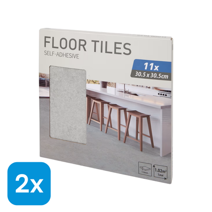 2x Zelfklevende Vloertegels Grijs 30,5x30,5 cm - 11 stuks