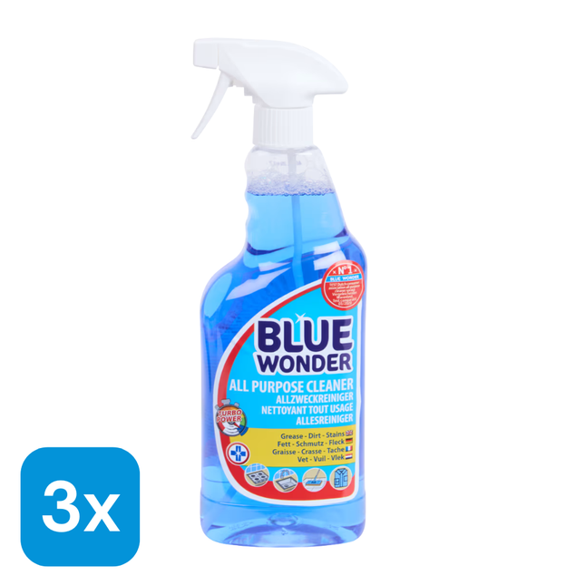 3x Blue Wonder Allesreiniger Spray - 750 ml
