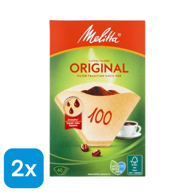 2x Melitta Koffiefilters 100 Bruin - 40 stuks