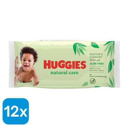 12x Huggies Babydoekjes Natural Care - 56 stuks