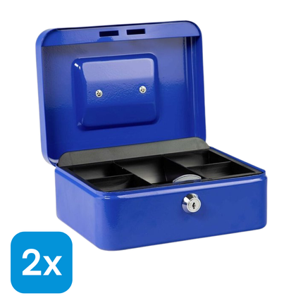 2x Geldkist met Slot Blauw - 20x16x9 cm