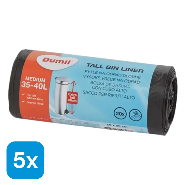 5x Dumil Afvalzakken 35-45L - 20 stuks