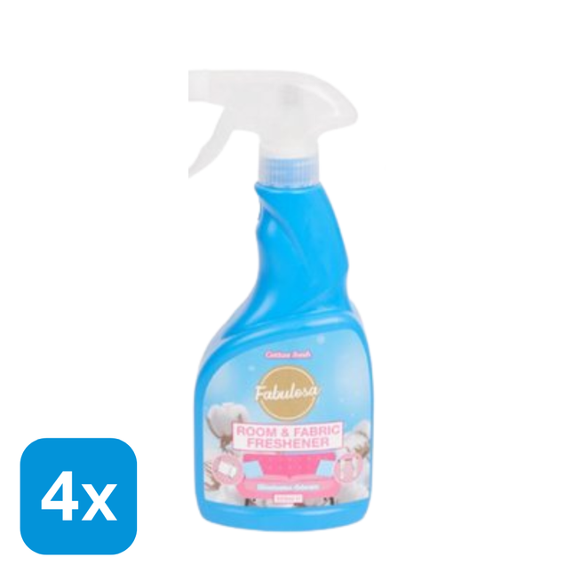 4x Fabulosa Lucht- en Textielverfrisser Cotton Fresh - 500 ml