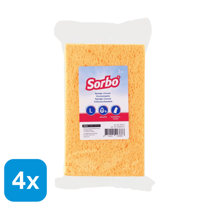 4x Sorbo Viscose Schoonmaakspons
