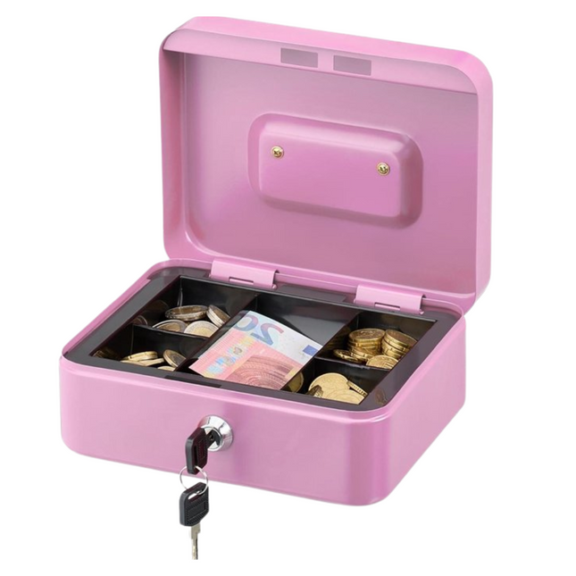 Geldkist met Slot Roze - 11x8x5 cm