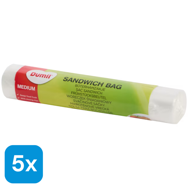 5x Dumil Boterhamzakjes Medium - 150 stuks