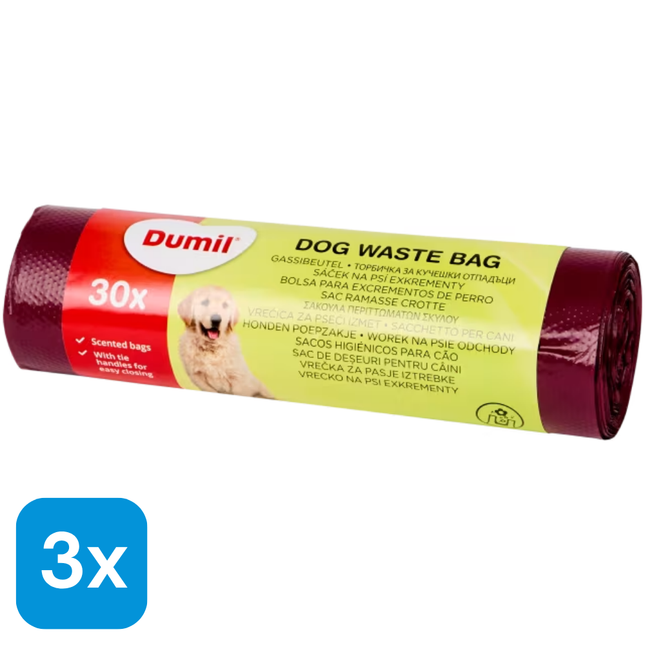 3x Dumil Hondenpoepzakjes Geparfumeerd - 30 stuks