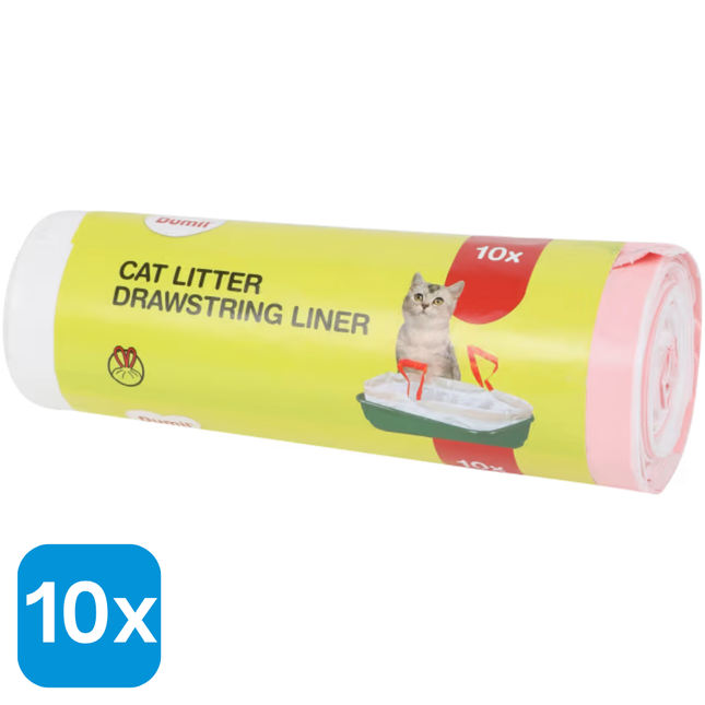10x Dumil Kattenbakzakken met Trekband - 10x10 stuks