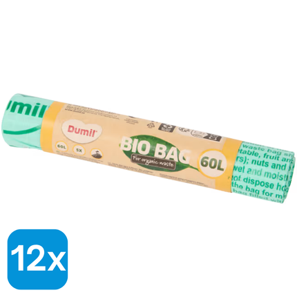 12x Dumil Bio Afvalzakken 60L - 12 x 5 stuks