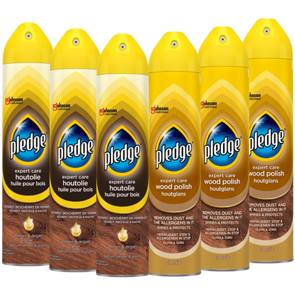 3x Pledge Meubelspray Classic - 250 ml + 3x Pledge Revive It Voedende Olie - 250 ml