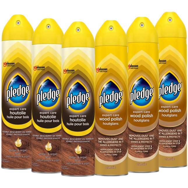 3x Pledge Meubelspray Classic - 250 ml + 3x Pledge Revive It Voedende Olie - 250 ml