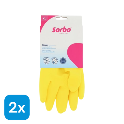 2x Sorbo Huishoudhandschoenen Geel Maat XL - 1 paar