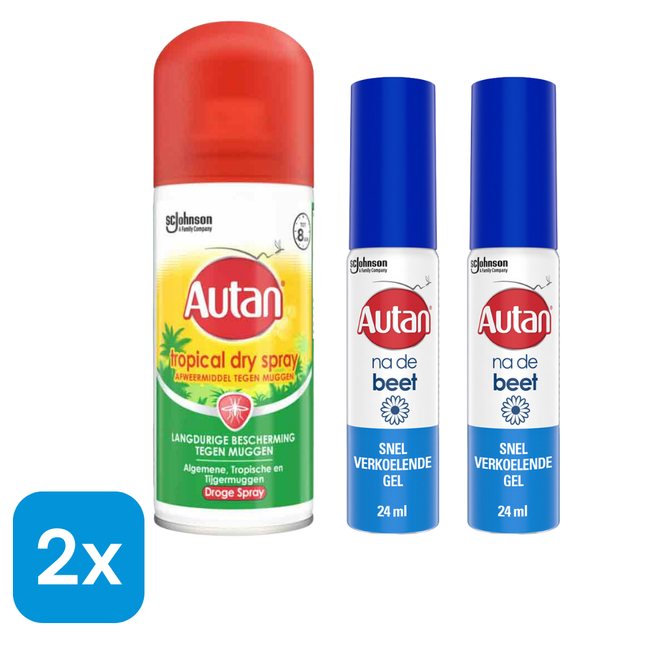 2x Autan Na De Beet Gel - 25 ml + Autan Muggenspray Tropical Dry - 100 ml