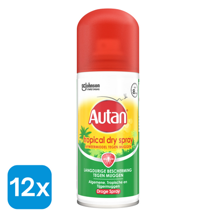 12x Autan Muggenspray Tropical Dry - 100 ml
